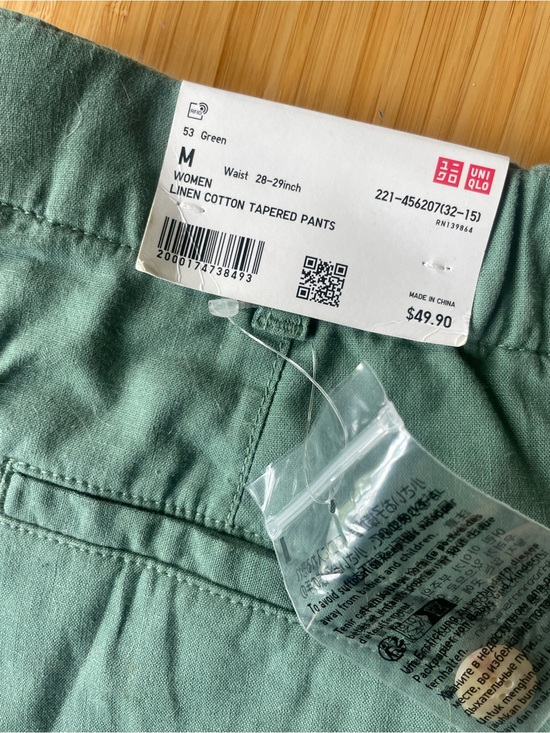 Uniqlo Pants - UNIQLO Women’s Linen Cotton Tapered Pants - Green, size Medium